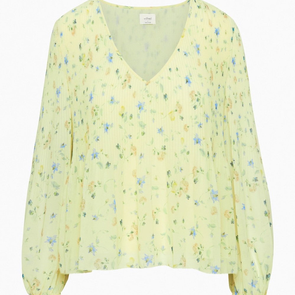 Aritzia Wilfred Daydreamer V-neck Blouse Shirt Top